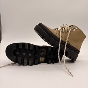 Tan and Black High-Top Sneakers